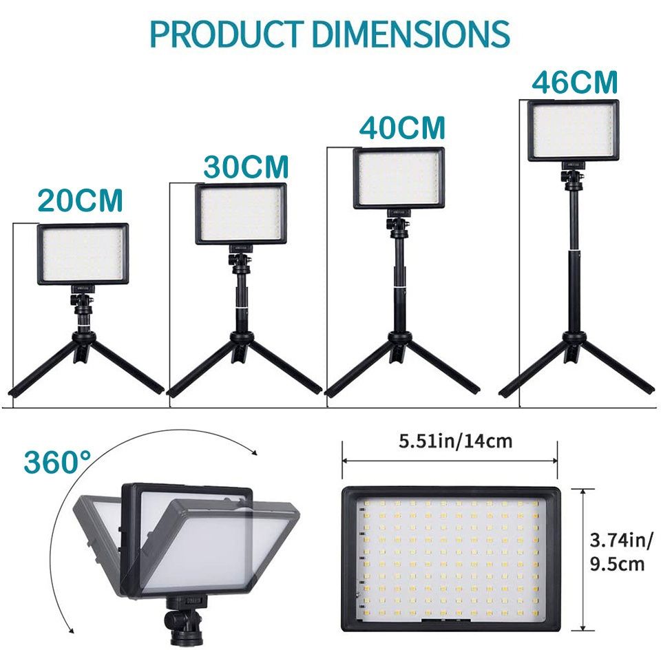 Mini painel de luz led com filtros de cores + tripé 46cm NOVO