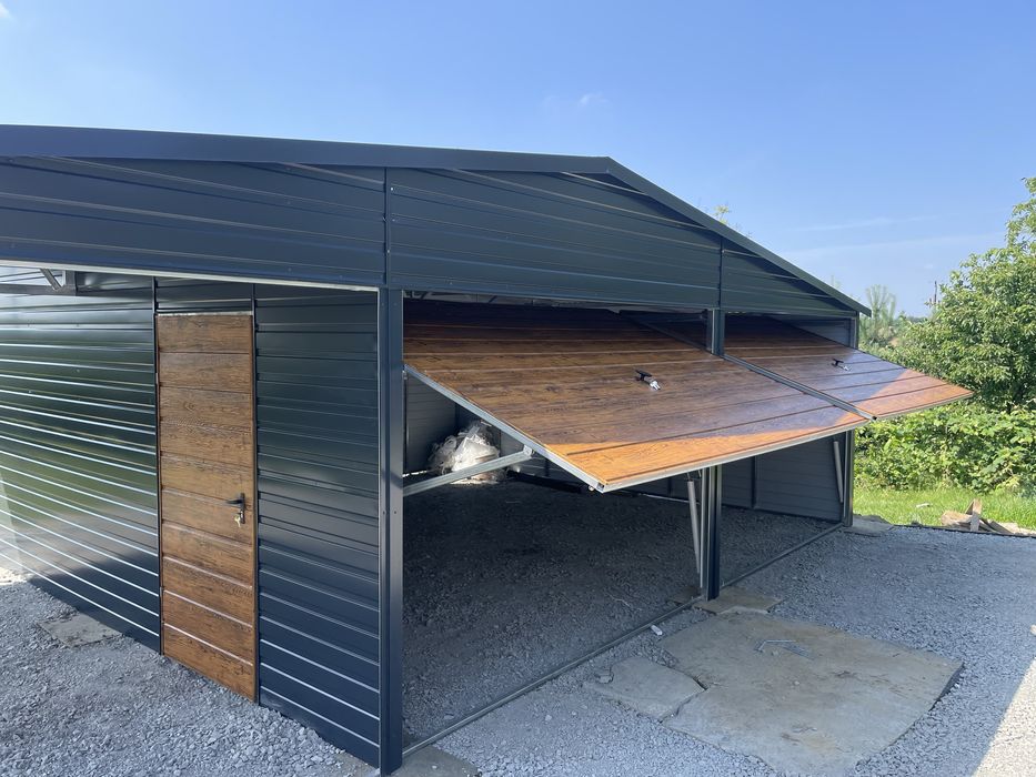 Producent: garaż blaszany grafit mat, 8x6, wiata. PROFIL ZAMKNIĘTY.