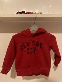 Bluza chłopięca czerwona H&M NEW York City 92 z kapturem