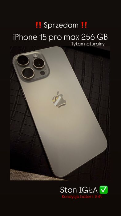 Iphone 15 PRO MAX 256GB - tytan naturalny