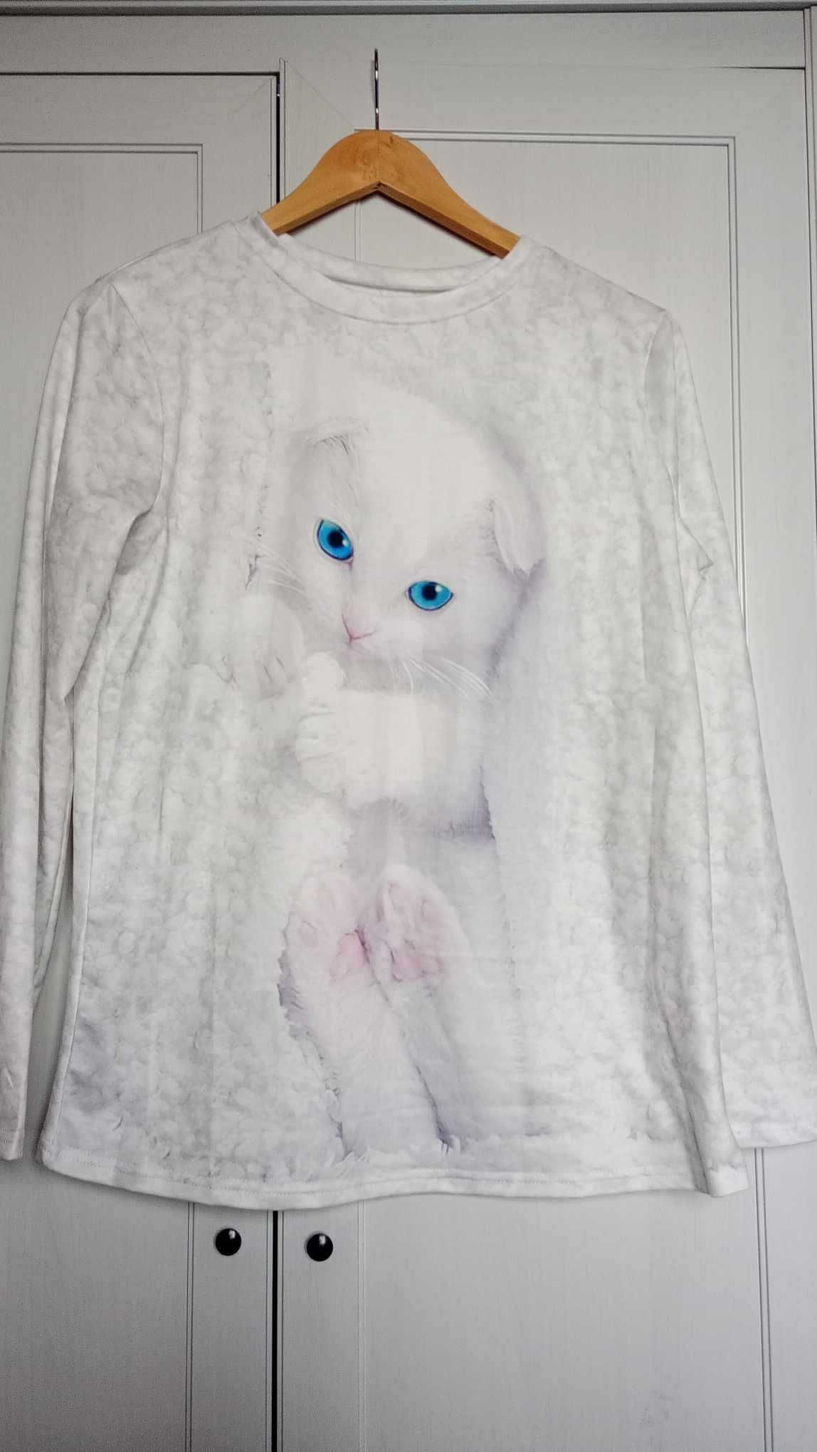 Biała bluzka z kotem roz. S