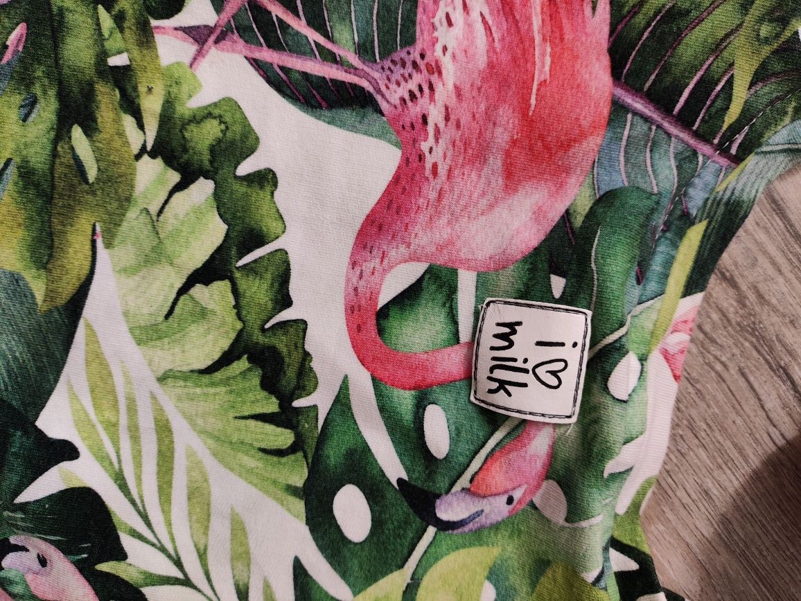 Bluza I love milk 74/80 flamingi monstery