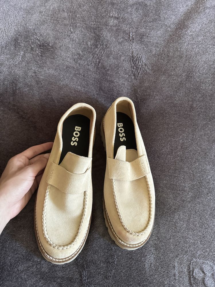 Boss suede loafers лофери чоловічі Hugo Boss