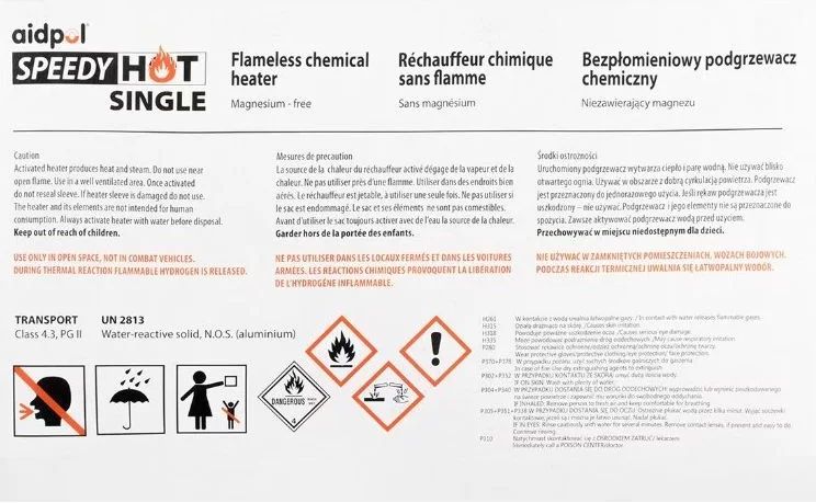 bezpłomienny podgrzewacz chemiczny aidpol speedy hot single