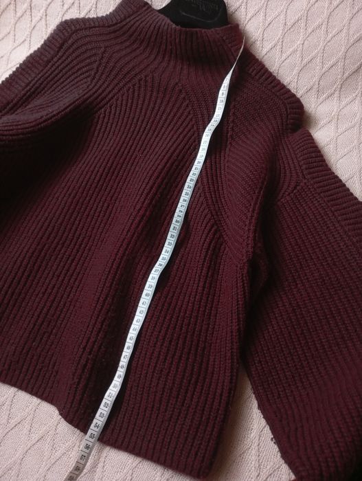 H&M XS-M luźny pudelkowy sweter w kolorze bordowym burgund