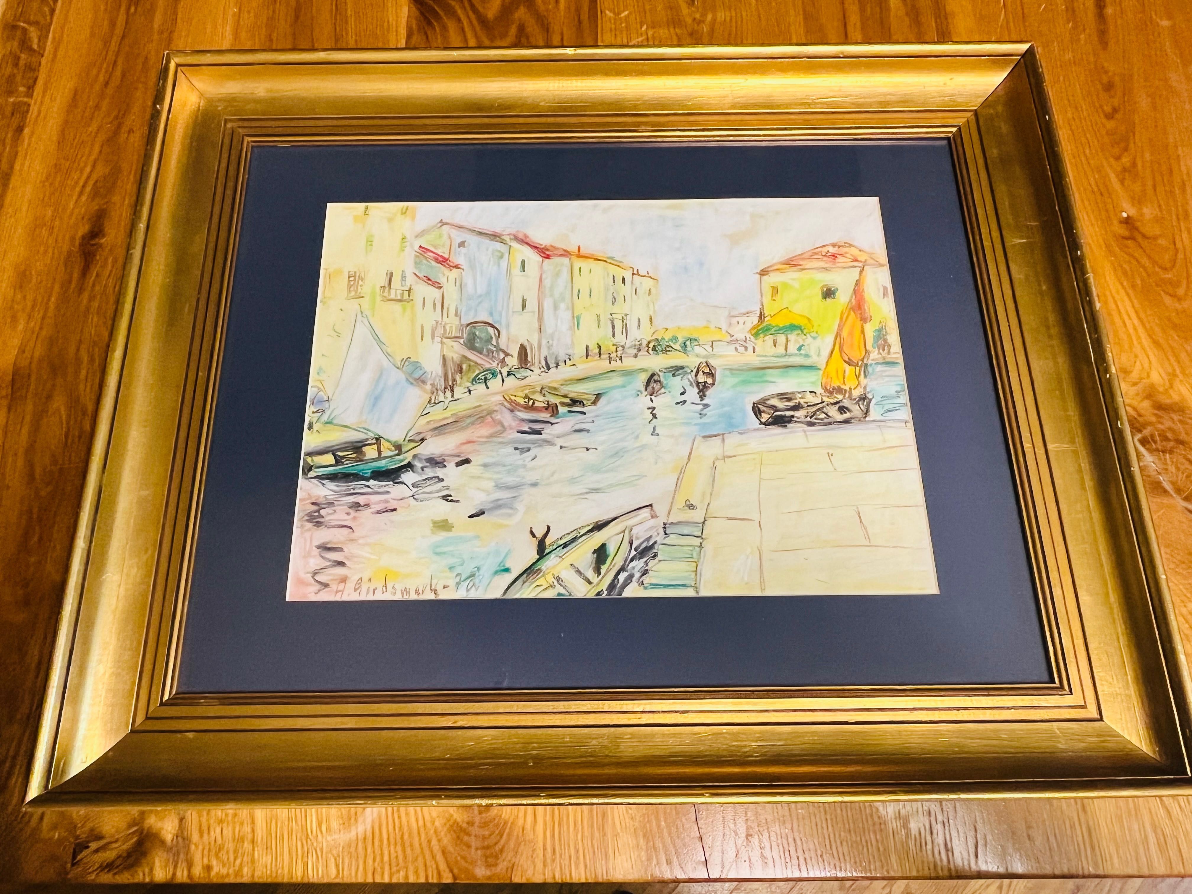 Obraz olejny w złotej ramie 55 x 50 cm.
