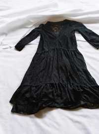 Czarna sukienka Zara S koronka