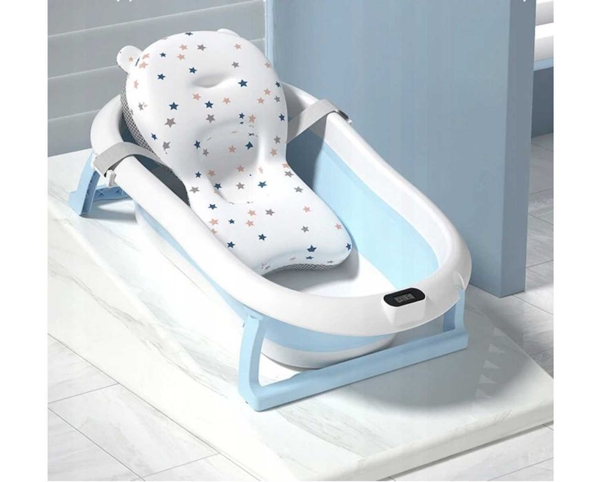 Wanienka Dla Dzieci Niemowląt Składana z Termometrem LCD i Poduszką