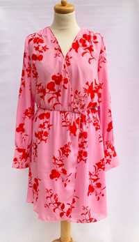 Sukienka Bik Bok Różowa Kwiaty M 38 Róż Elegancka