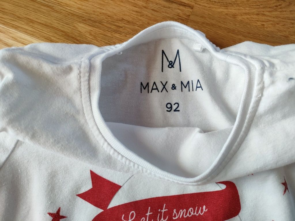 Bluzka, koszulka z długim rękawem świąteczna Max&Mia r. 92