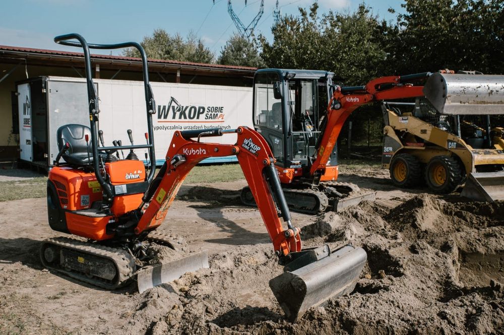 Minikoparka Kubota KX008 - Wynajem Mikro-koparka 1000kg prace ziemne