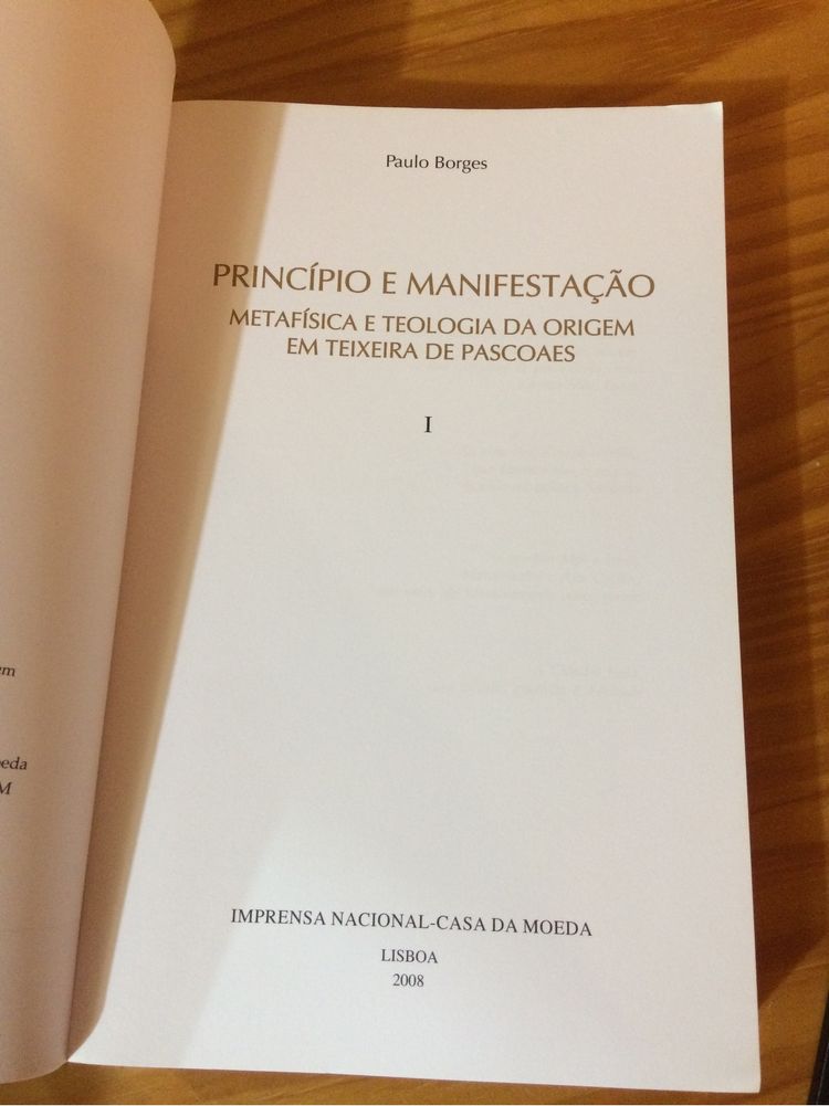 Princípio e manifestação metafísica e teológica da origem em Teixeira