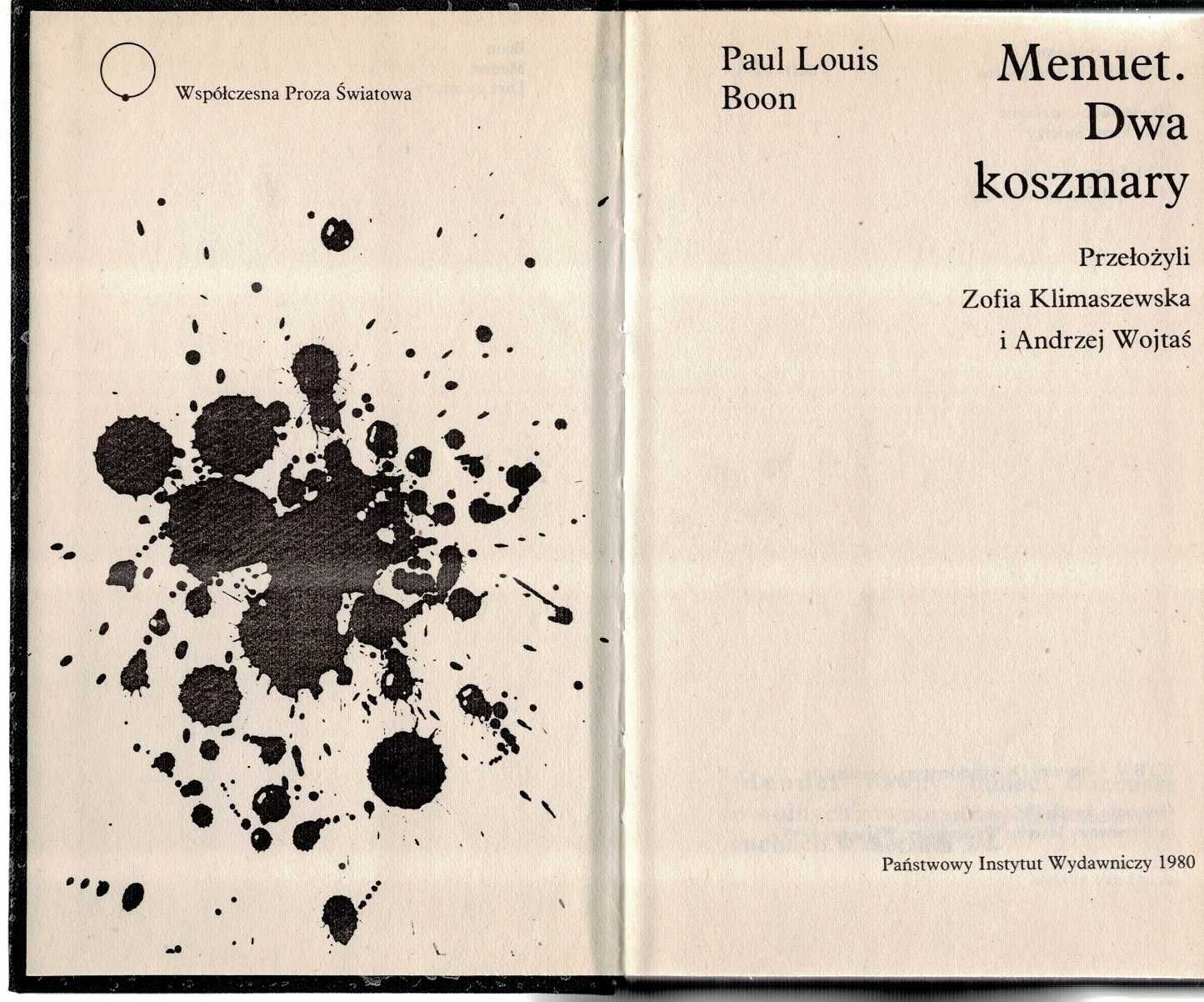 Menuet Dwa koszmary Louis Paul Boon  PIW