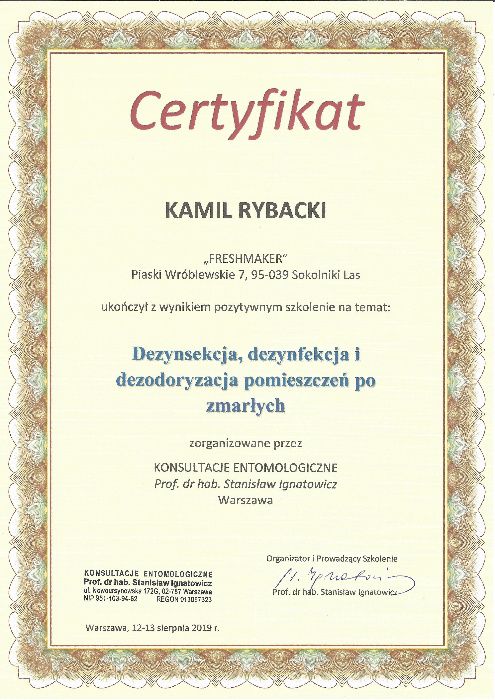 Sprzątanie po zgonach, zmarłych, czyszczenie dezynfekcja ozonowanie