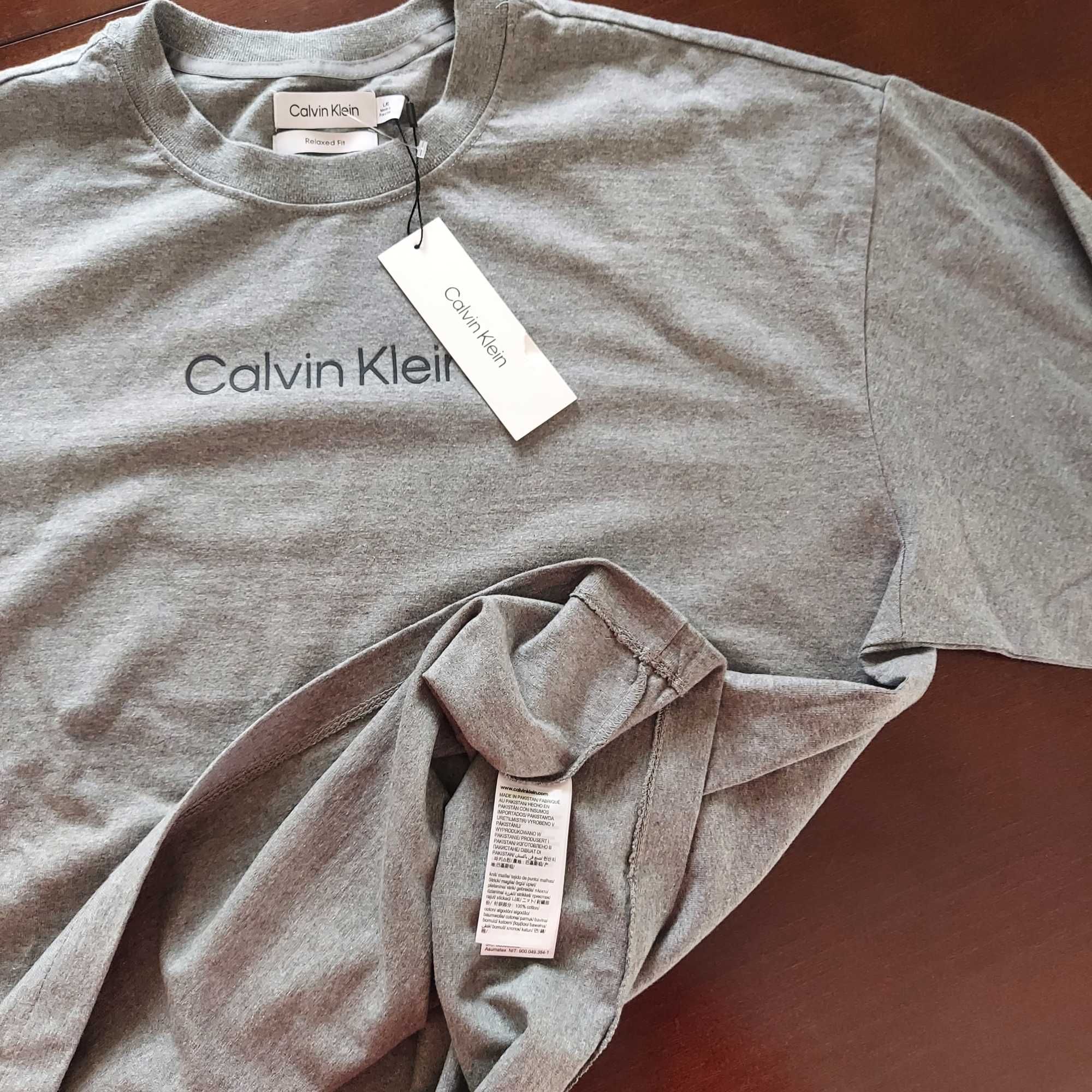 Calvin Klein bluzo koszulka szara long sleeve z USA
