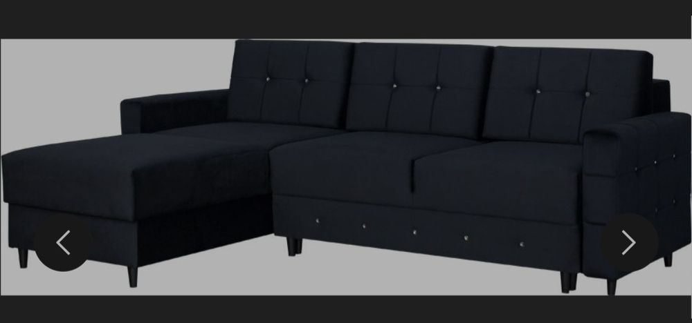 Narożnik welur czarny