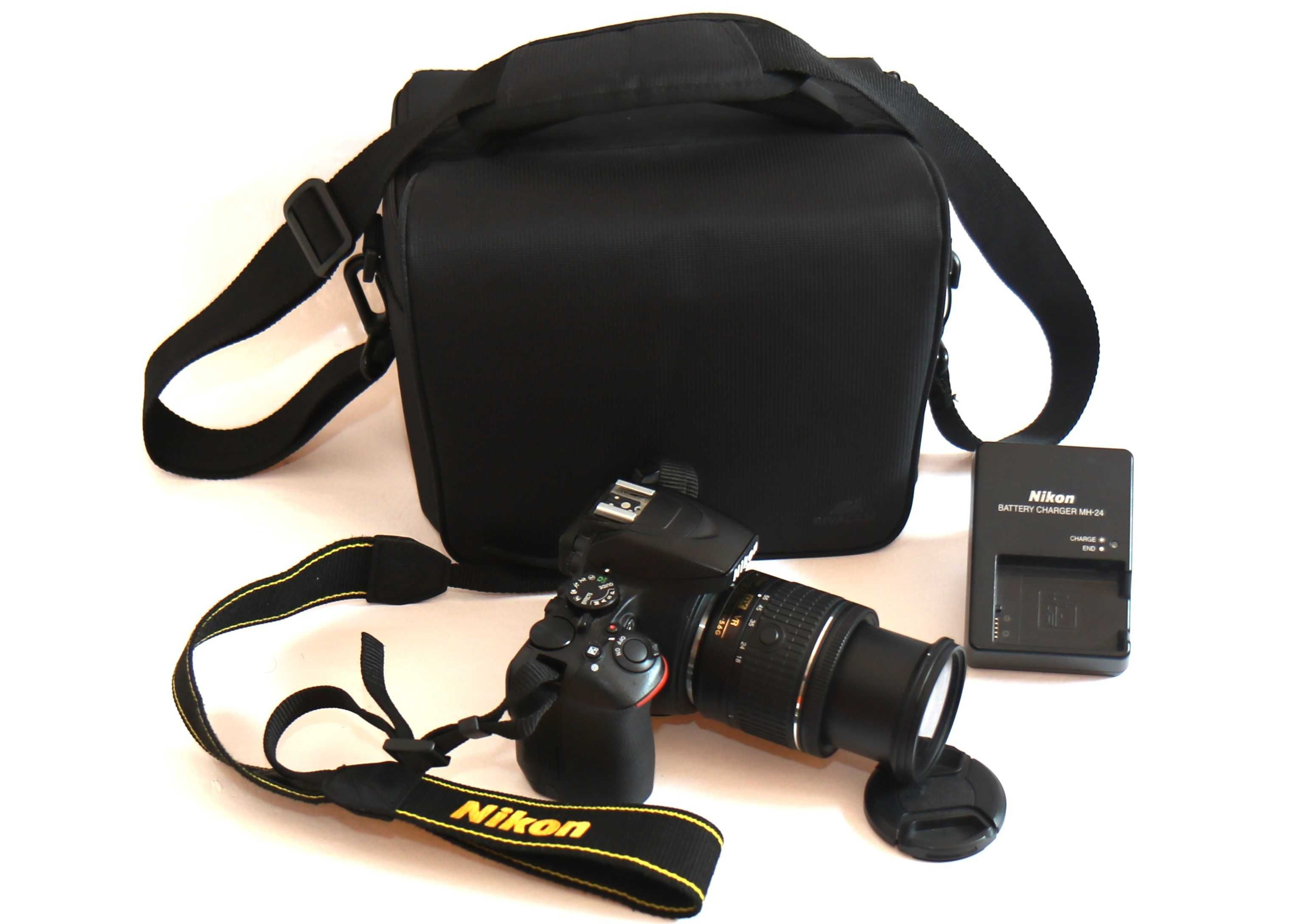 Nikon D3500 com lente Nikon 18-55mm máquina fotográfica digital reflex