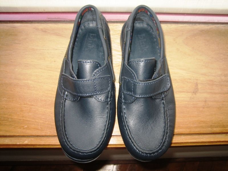 Sapatos em pele NOVOS BINK azul marinho de velcro tamanho 35