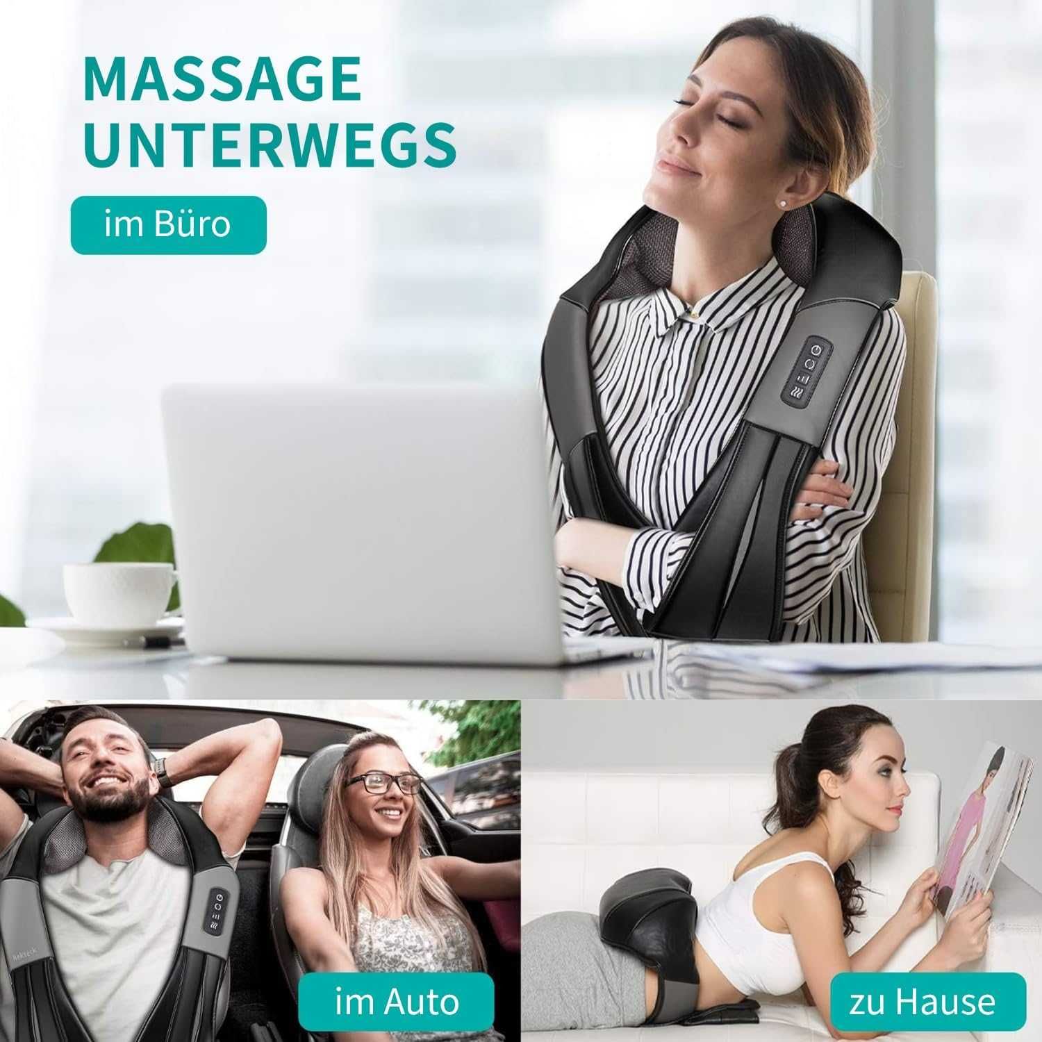 Nekteck Shiatsu głębokie ugniatanie poduszka do masażu z ciepłem czarn