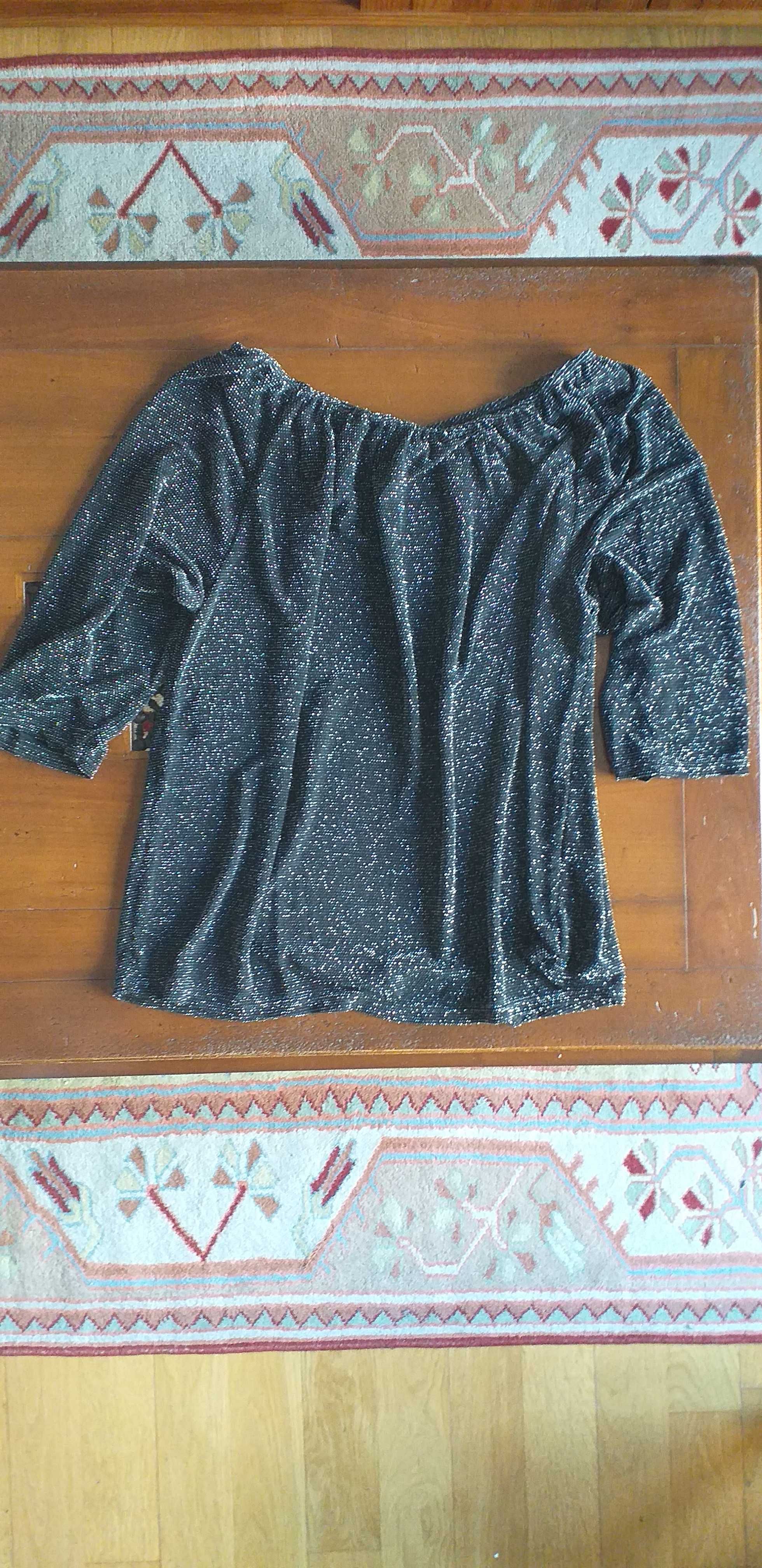 Blusa Senhora Cerimónia Preta Prateada