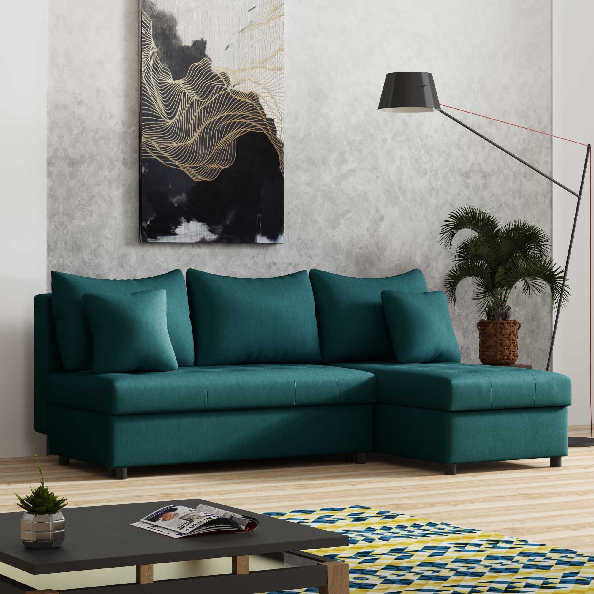 Narożnik rozkładany WELUR darmowa dostawa Poduszki Wypoczynek Sofa