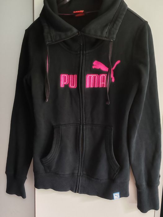 Bluza sportowa na zamek haftowane logo Puma różowy napis