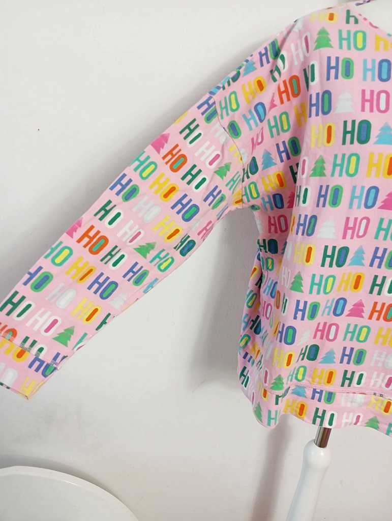 Next różowa świąteczna bluzka piżamowa w napisy