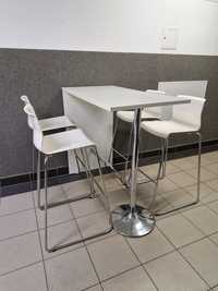 Stół barowy + 4 krzesła biały połysk