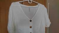 Krótka bluzka Bonprix z guzikami r.44 L/XL biało-kremowa