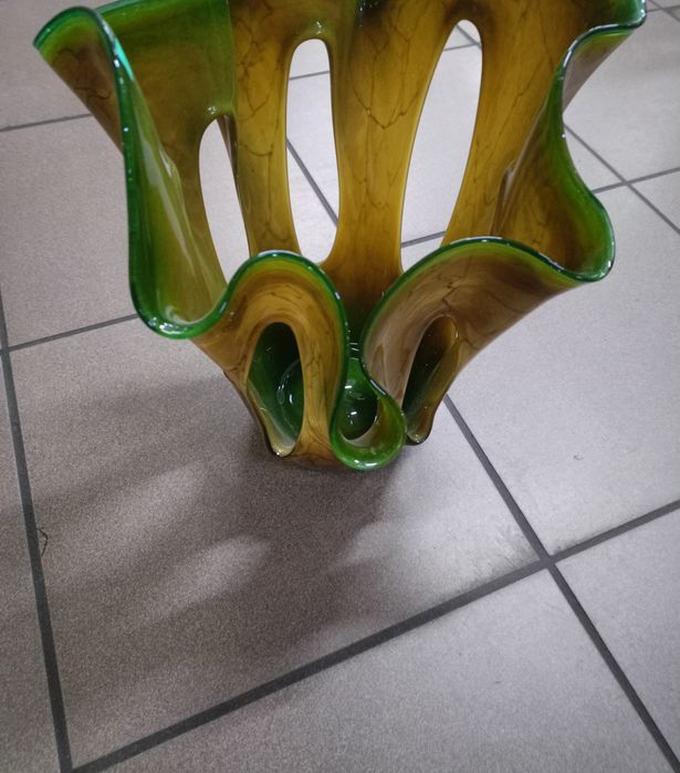 Przepiękny wazon/szklana rzeźba w stylu Murano zabarwienie tygrysie ok