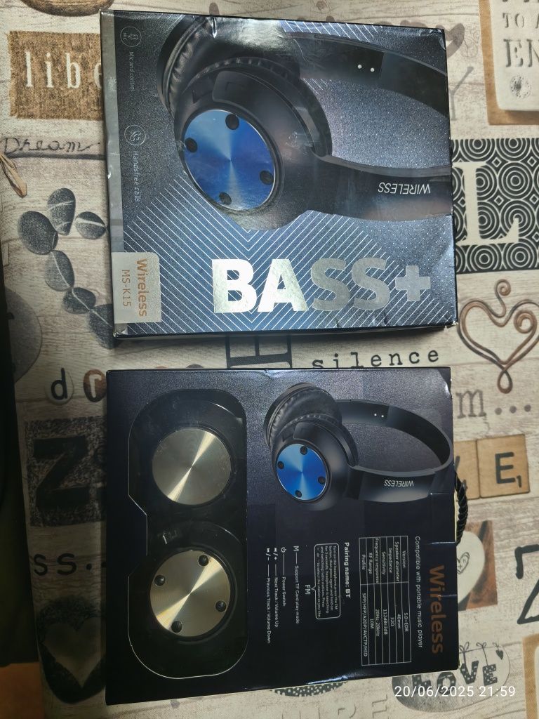 2 Fones de ouvido MS-K15 Bluetooth V5.0 Super Bass com microfone