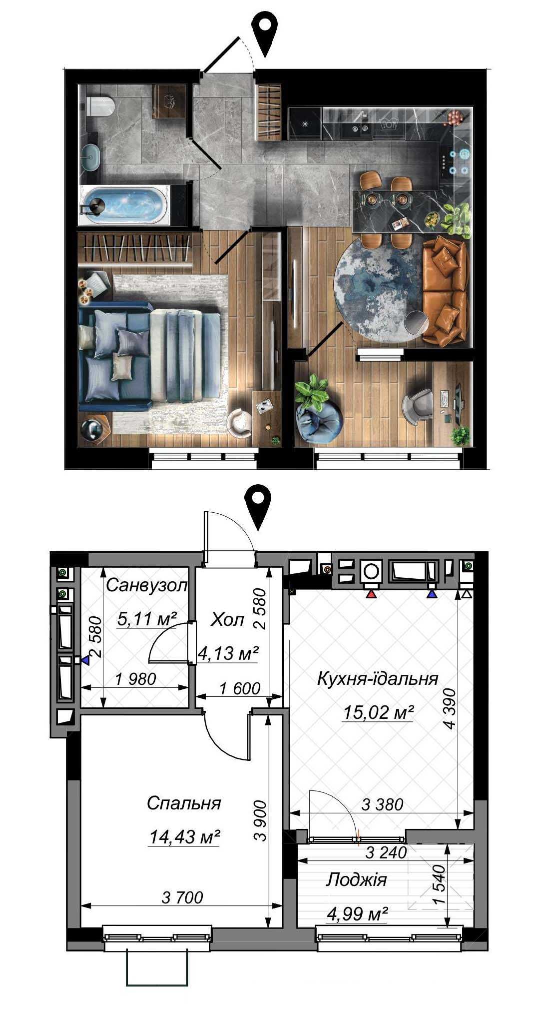 Продаж 1-кімнатної квартири, новобудова ЖК TWINS RESIDENCE Біла Церква