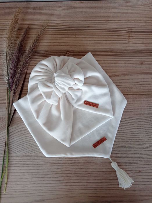 komplet Turban i chusta, welur, Handmade