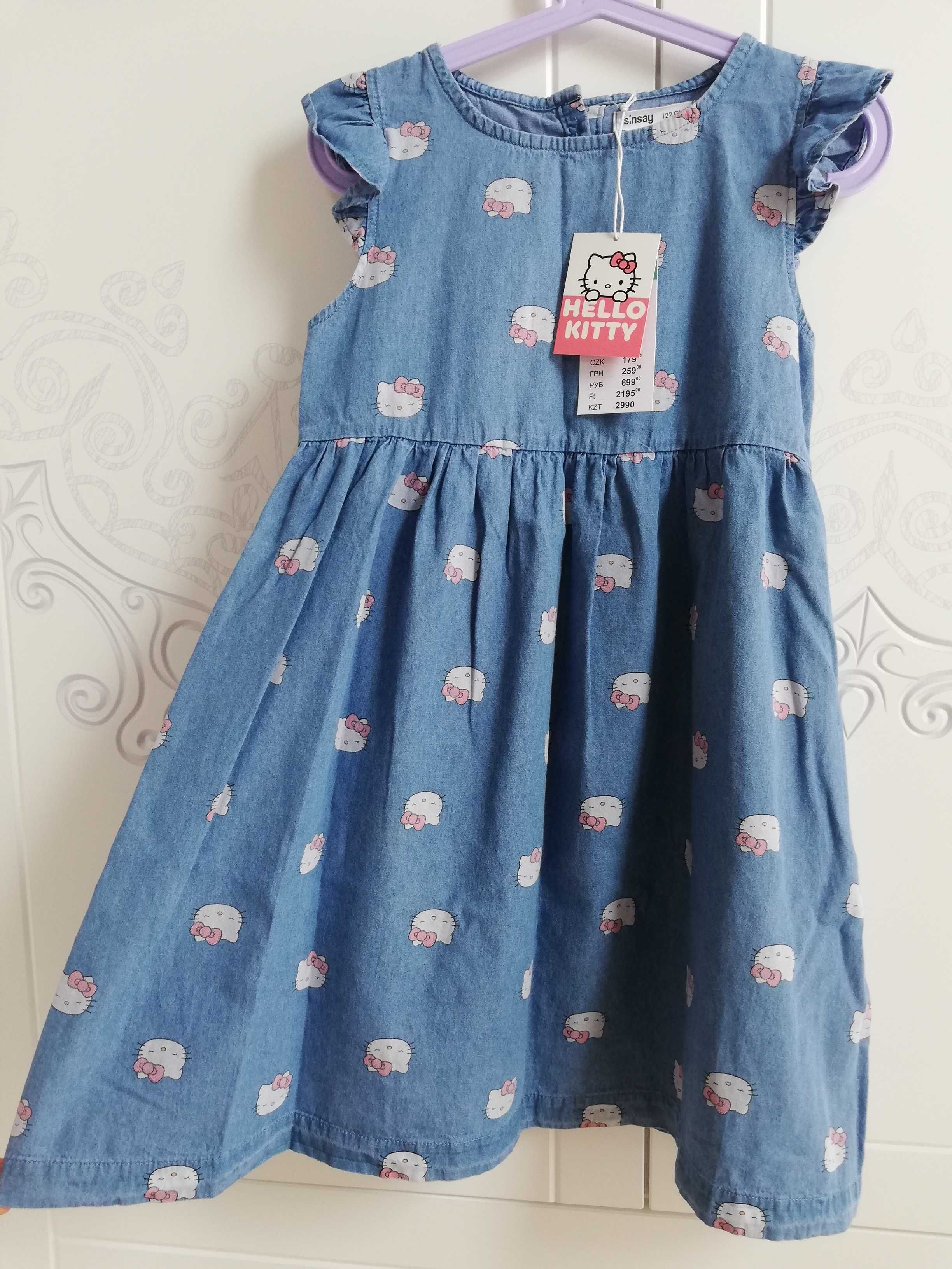 Nowa sukienka jeansowa Hello Kitty rozm 122 dla dziewczynki