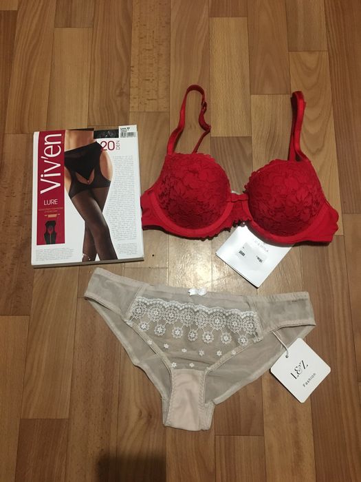 Набір,лот,комплект білизни бюстгальтер + трусики+ колготки 4 L 46-48 р