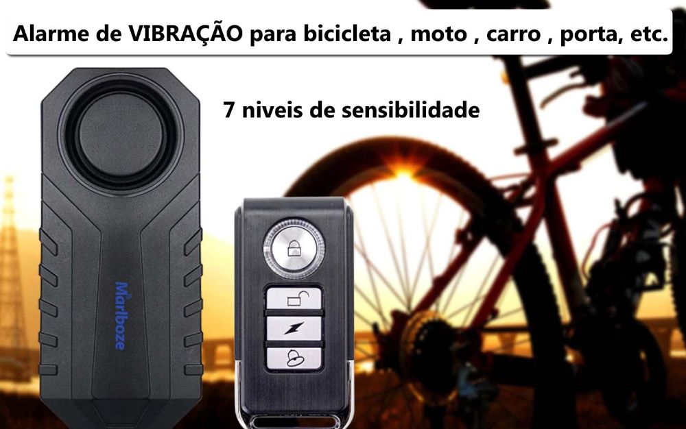 Alarme portatil vibração bicicleta electrica moto carro janela porta