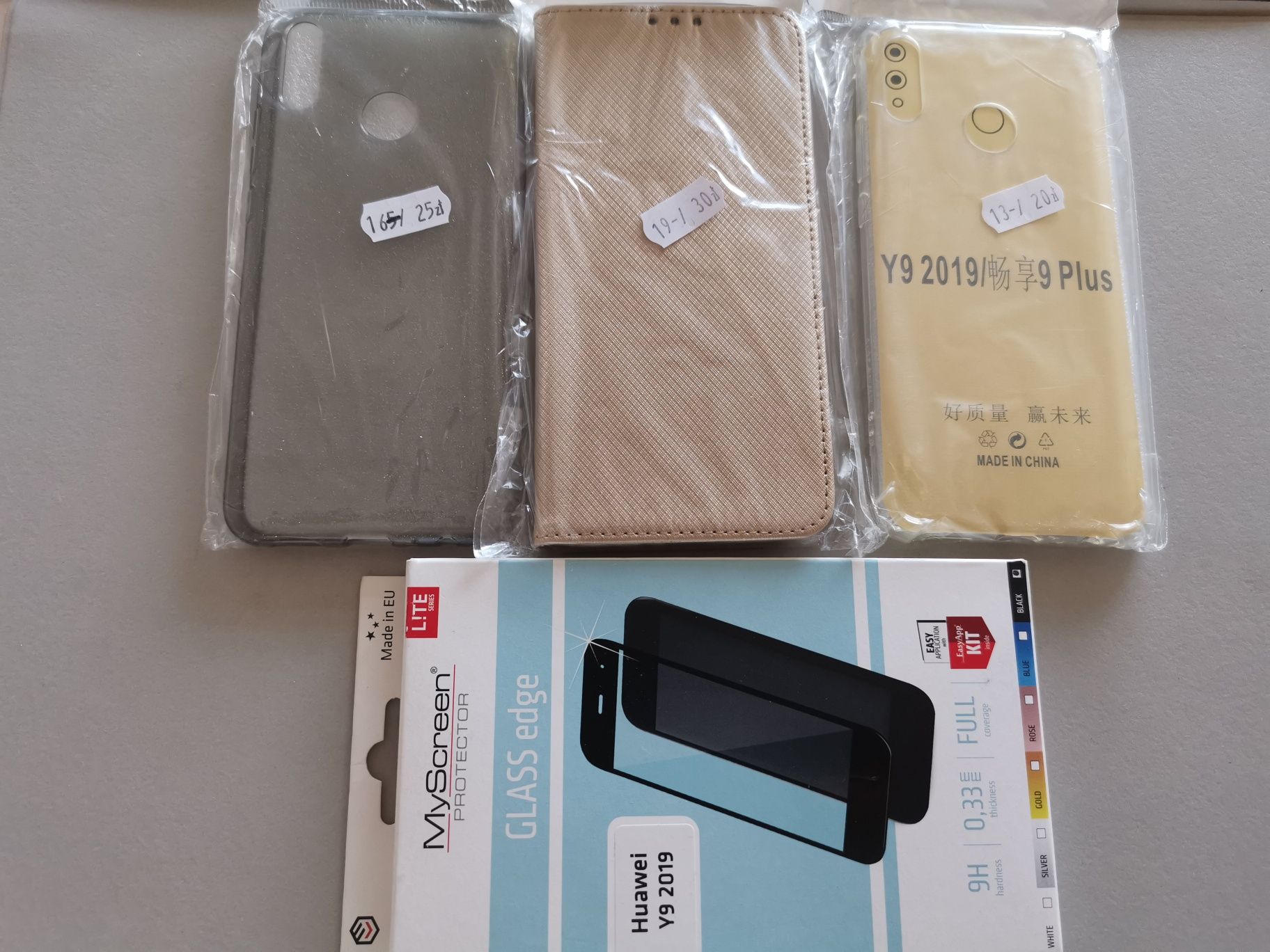 Zestaw 3 sztuk etui pokrowiec case do Huawei Y9 2019 plus szkło hart.