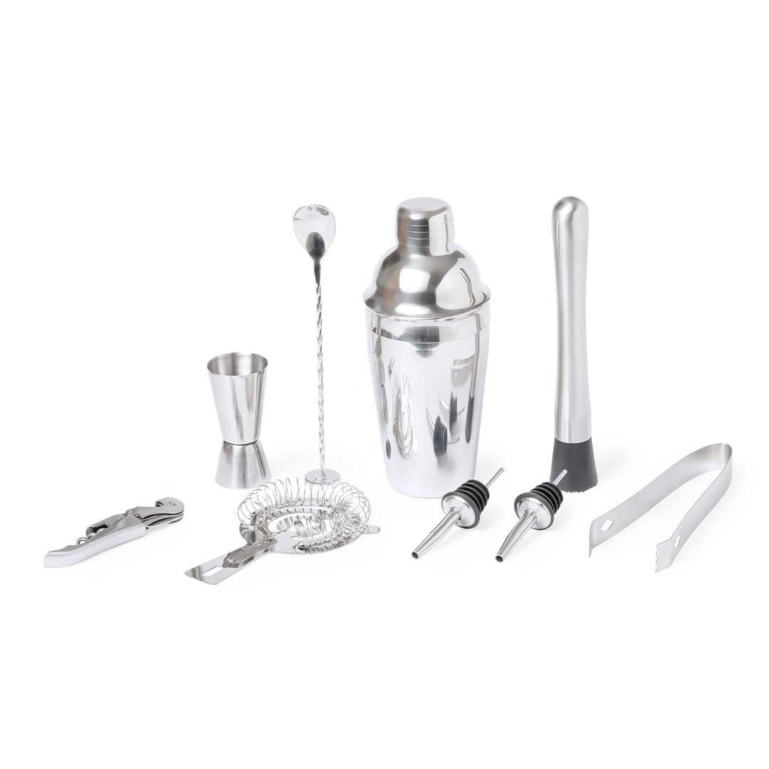 Elegante set de cocktail em aço inoxidável