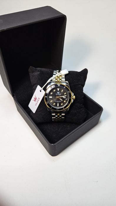 Zegarek męski srebno złoto czarny