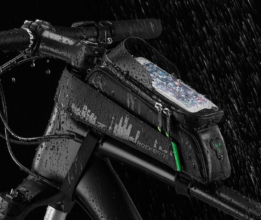 Sakwa rowerowa Rockbros 029-1BK na ramę z pokrowcem na telefon czarna