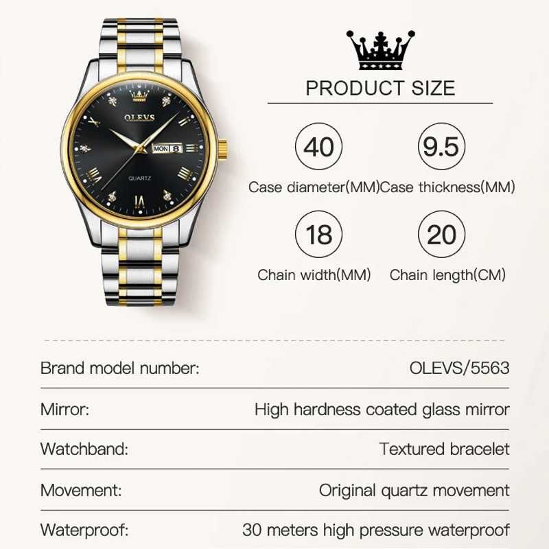 Мужские классические кварцевые часы OLEVS Quartz Watch календарь дата