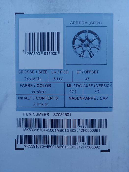 #SE16 Alufelgi R16 5x112 57,1 Octavia Superb Yeti Rapid