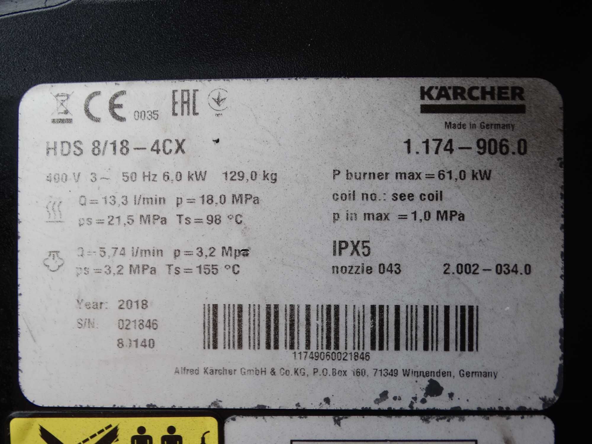Myjka Ciśnieniowa Karcher HDS 8/18 4 C * 2018 rok