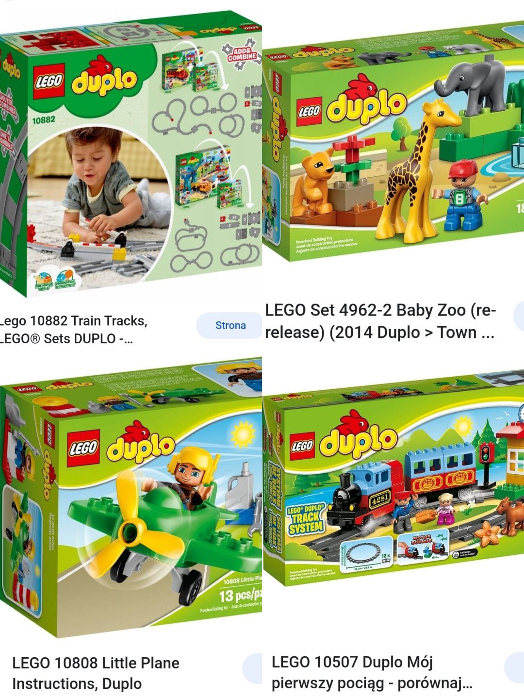 LEGO Duplo pociąg, tory, straż, płyta, samolot, zoo
