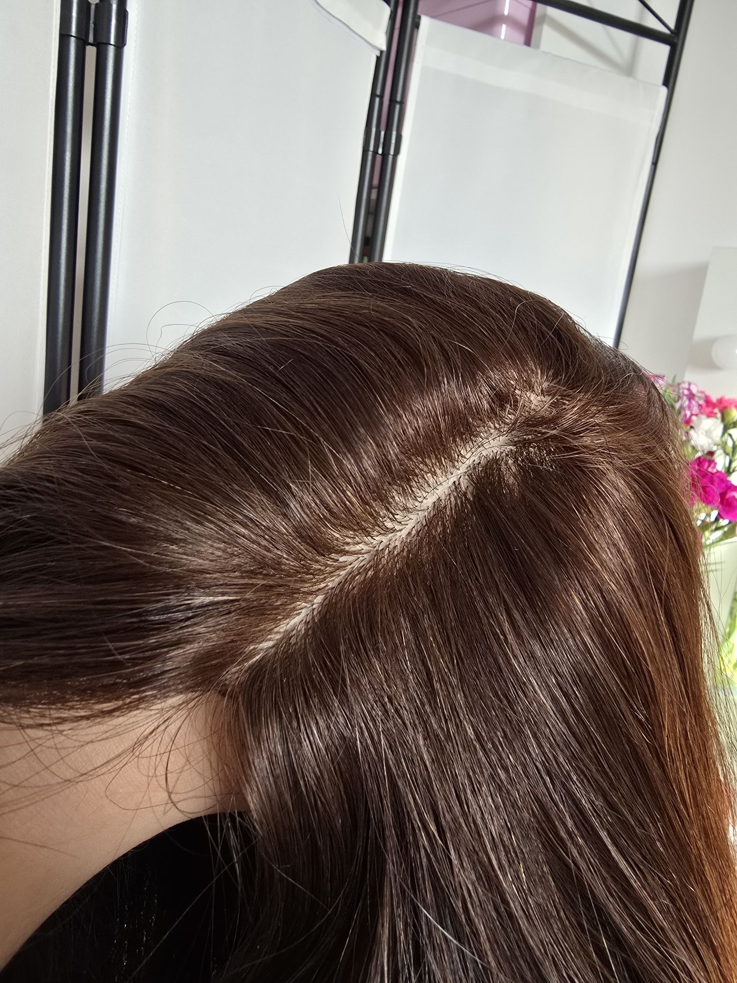 Topper tupet naturalny mikroskora brąz