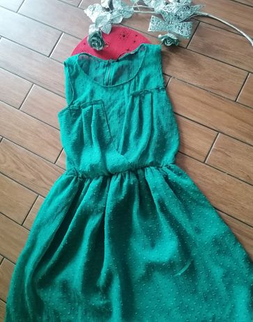 Asymetryczna zielona sukienka Zara M