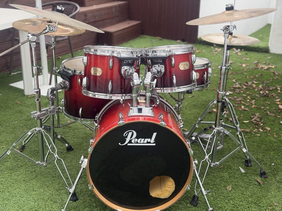 Bateria Acústica Pearl Export Completa Pratos Sabian e Meinl