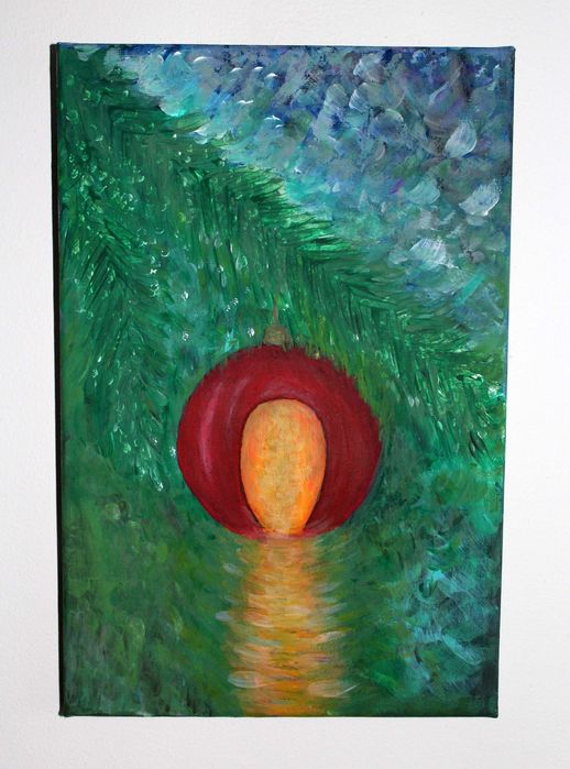 Obraz ręcznie malowany- prezent na Mikołajki lub Boże Narodzenie