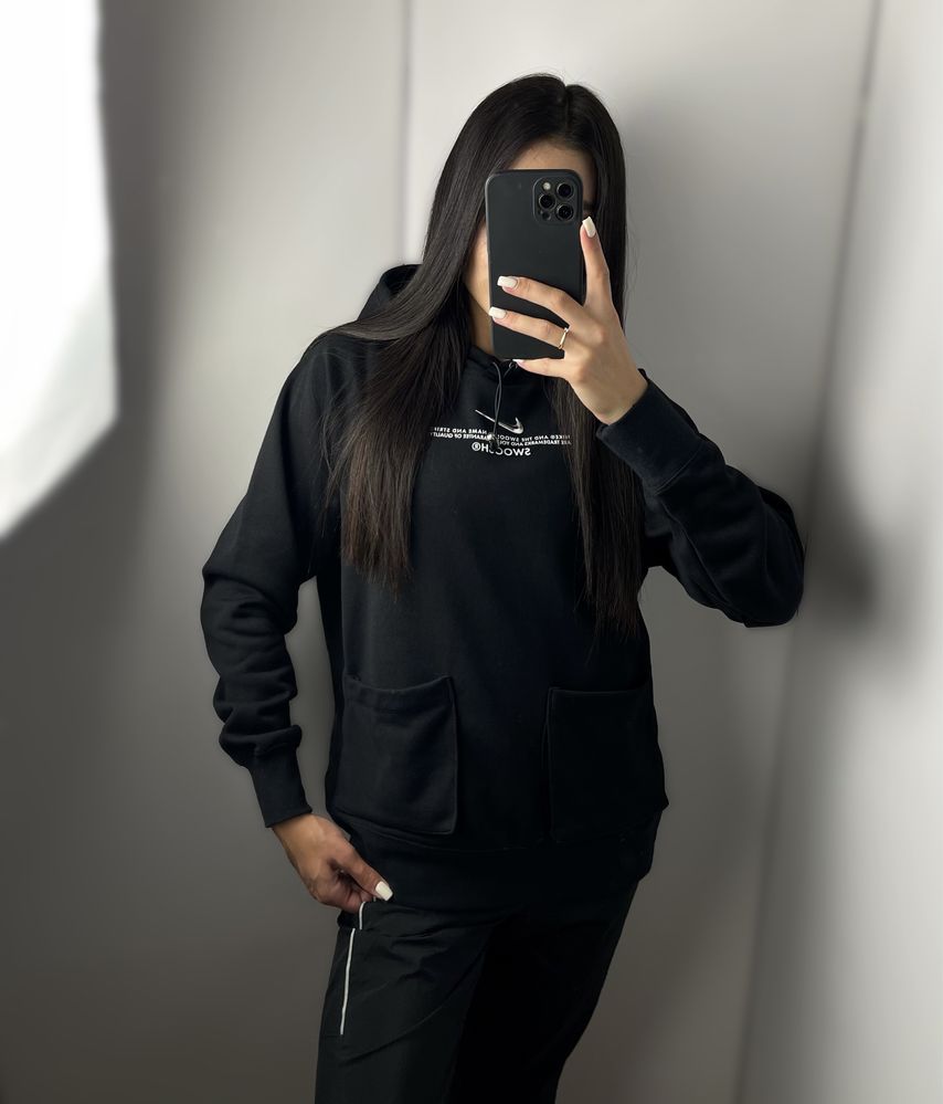 Жіноче худі nike swoosh чорне найк свуш оригінал кофта толстовка