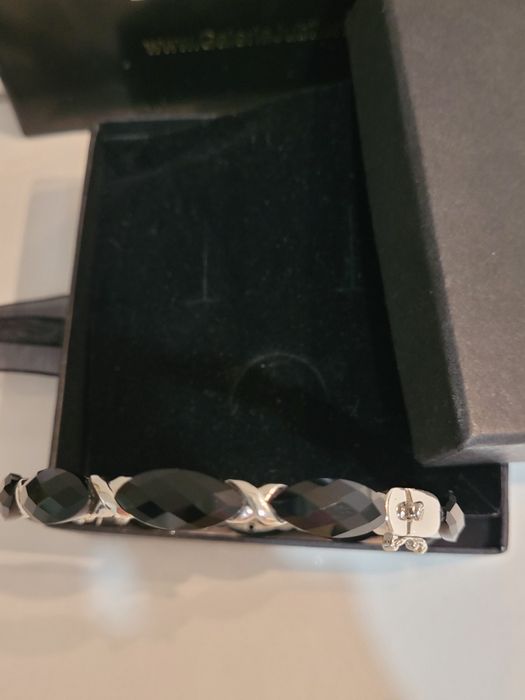 Bransoletka damska glamour srebrna z Onyksami z Galeria Jubilerska